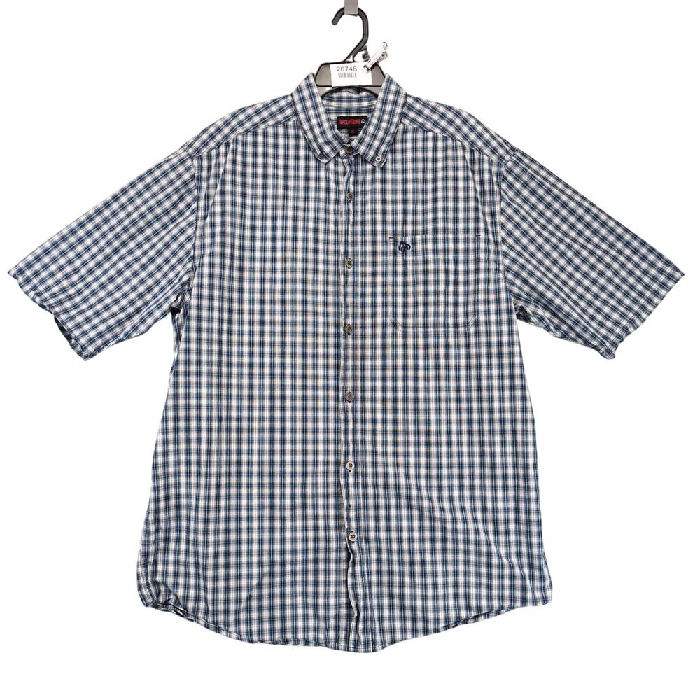 Wolverine Blue Plaid Cotton Button Down Shirt Men's L Tall Short Slv Gorpcore‎